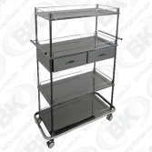 MBKMA 012 - MESA AUXILIAR PARA MATERIAIS DE CENTRO CIRÚRGICO  04 PRATELEIRAS E 02 GAVETAS TOTALMENTE EM AÇO INOXIDÁVEL A: 1.500 x C: 900 x L: 450 MM