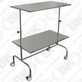 MBKMA 010 - MESA AUXILIAR 50 X 100 CM - TOTALMENTE AÇO INOXIDÁVEL - 01 PRATELEIRA ALTURA REGULÁVEL E 01 PRATELEIRA FIXA