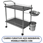 Carro Curativo Aço Inoxidável AISI 304 com balde e bacia modelo MBKCC C08