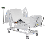 Cama Elétrica Com Balança, modelo BKCF 025 Com Sistema de Pesagem do Paciente, com leito em fiberglass, estrutura reforçada para 300 kg e balança digital integrada.