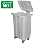 Hamper com tampa a pedal em fiberglass 140 litros MBKTR 029 com tampa aberta